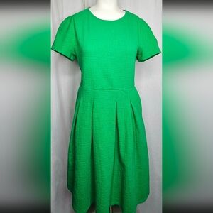 Draper James RSVP Green Textured Knit Dress‎ Puff Sleeve Pockets Size M NWOT